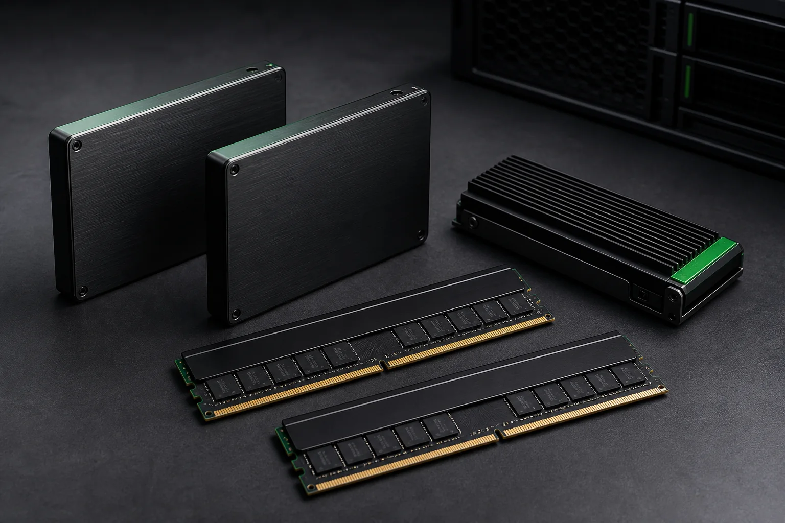 Representative enterprise NVMe drives and DDR5 server memory